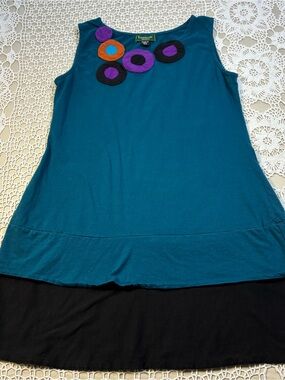 Kathmandu Teal Tankwith Colorful Circle Accents